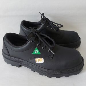 Terra Men Work Shoes Size 6 Black Leather Lace-up CSA Slip Resistant Steel Toe
